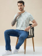 Men's Half Sleeves Regular Fit Tropical Polo Tshirt With Tipping