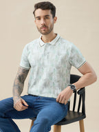 Men's Half Sleeves Regular Fit Tropical Polo Tshirt With Tipping