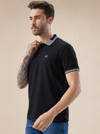 Men's Waffle Textured Half Sleeves Polo T Shirt with Tipping Details
