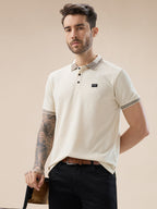 Men's Waffle Textured Half Sleeves Polo T Shirt with Tipping Details