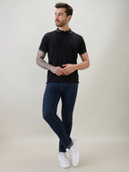 Men's Solid Polo T-Shirt with Tipped Sleeves and Collar