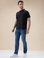 Men's Solid Half Sleeves Polo T-Shirt with Design Tipping Collar and Sleeves