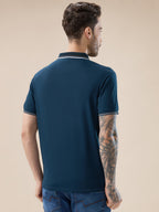 Men's Solid Half Sleeves Polo T-Shirt with Design Tipping Collar and Sleeves