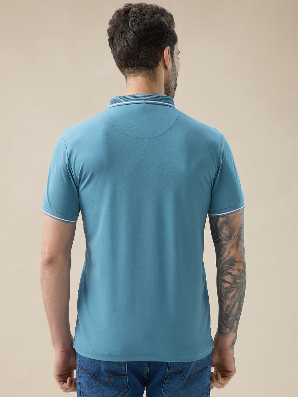 Men's Solid Polo Regular Fit Half Sleeves T-Shirt with Contrast Tipping