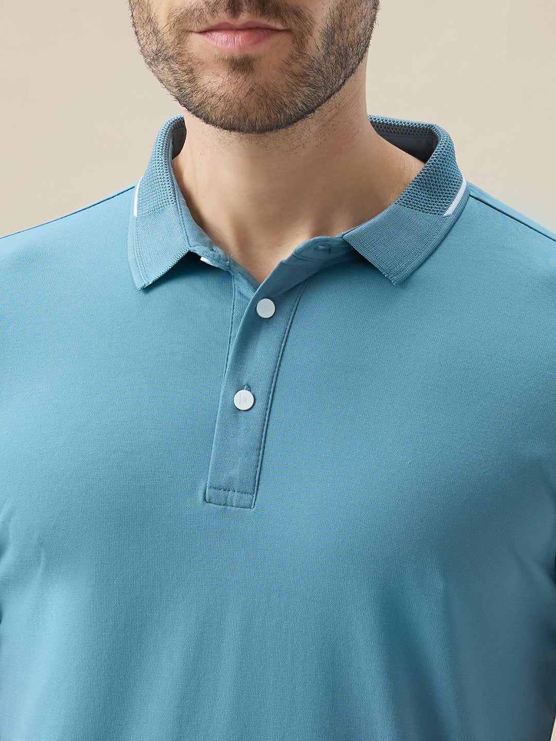 Men's Solid Polo Regular Fit Half Sleeves T-Shirt with Contrast Tipping