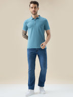 Men's Solid Polo Regular Fit Half Sleeves T-Shirt with Contrast Tipping