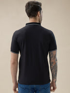 Men's Solid Polo Regular Fit Half Sleeves T-Shirt with Contrast Tipping