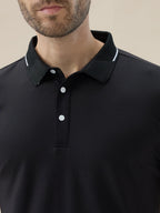 Men's Solid Polo Regular Fit Half Sleeves T-Shirt with Contrast Tipping