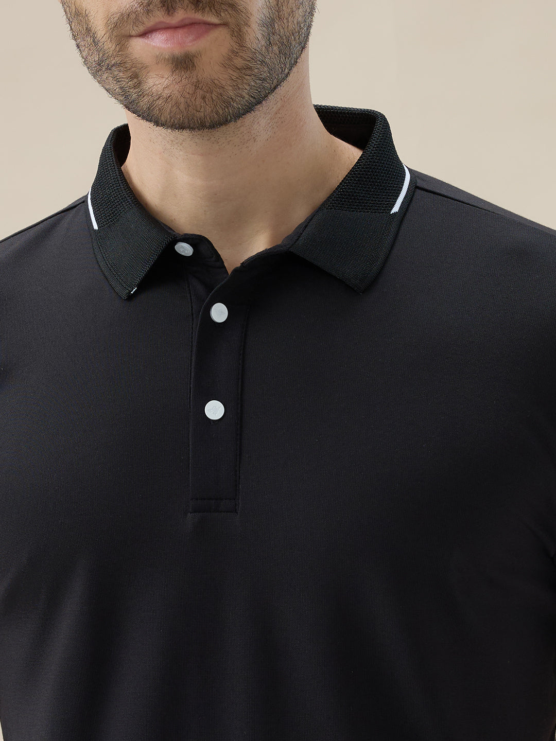 Men's Solid Polo Regular Fit Half Sleeves T-Shirt with Contrast Tipping