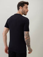 Mens Regular Fit Henley T-Shirt Half Slevees with Button Closure and Logo