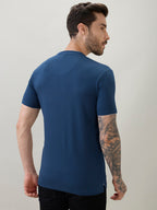 Men's Regular Fit Henley T-Shirt Half Slevees with Button Closure and Logo