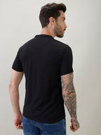 Men's Regular Fit Henley T-Shirt Half Slevees with Button Closure and Logo