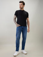 Men's Regular Fit Henley T-Shirt Half Slevees with Button Closure and Logo