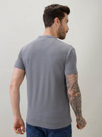 Mens Regular Fit Henley T-Shirt Half Slevees with Button Closure and Logo