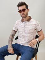 Men's Abstract Printed Regular Fit Half Sleeves Polo T-Shirt
