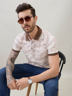 Men's Abstract Printed Regular Fit Half Sleeves Polo T-Shirt
