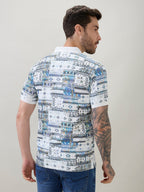 Men's Geometric Printed Half Sleeves Regular Fit Polo T-Shirt
