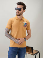 Men's Back Graphic Print Polo Collar Regular Fit Half Sleeve T-Shirt