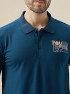 Mens Half Sleeve Typography Polo T-Shirt with Back and Chest Print