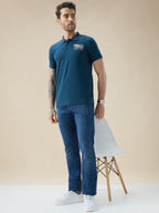 Mens Half Sleeve Typography Polo T-Shirt with Back and Chest Print