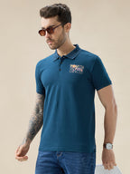 Mens Half Sleeve Typography Polo T-Shirt with Back and Chest Print