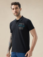 Men's Half Sleeve Typography Polo T-Shirt with Back and Chest Print