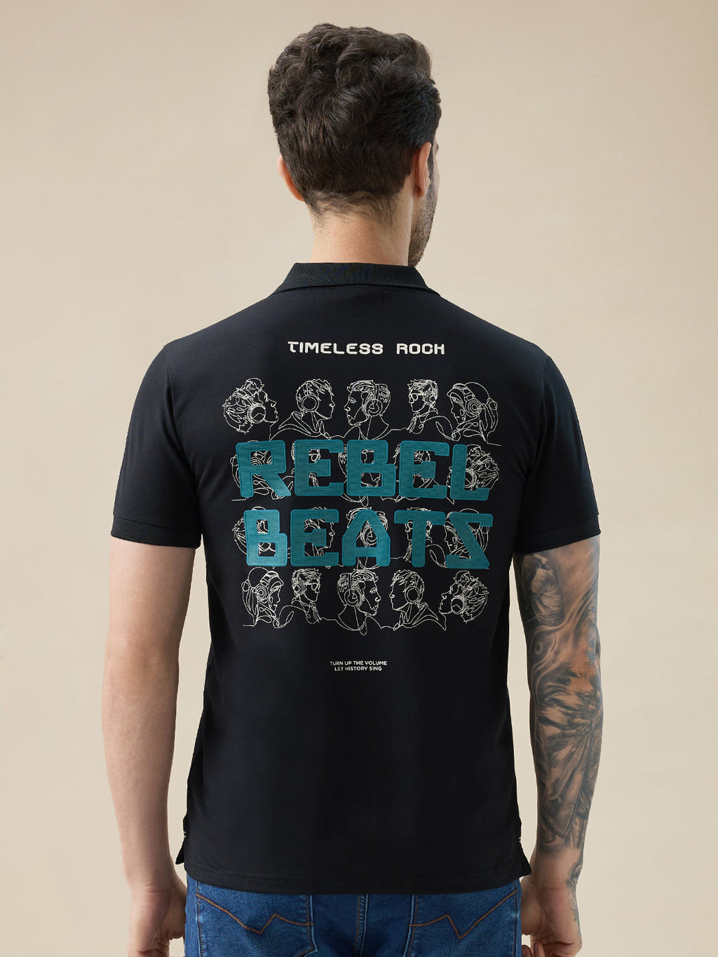 Men's Half Sleeve Typography Polo T-Shirt with Back and Chest Print