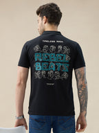 Men's Half Sleeve Typography Polo T-Shirt with Back and Chest Print