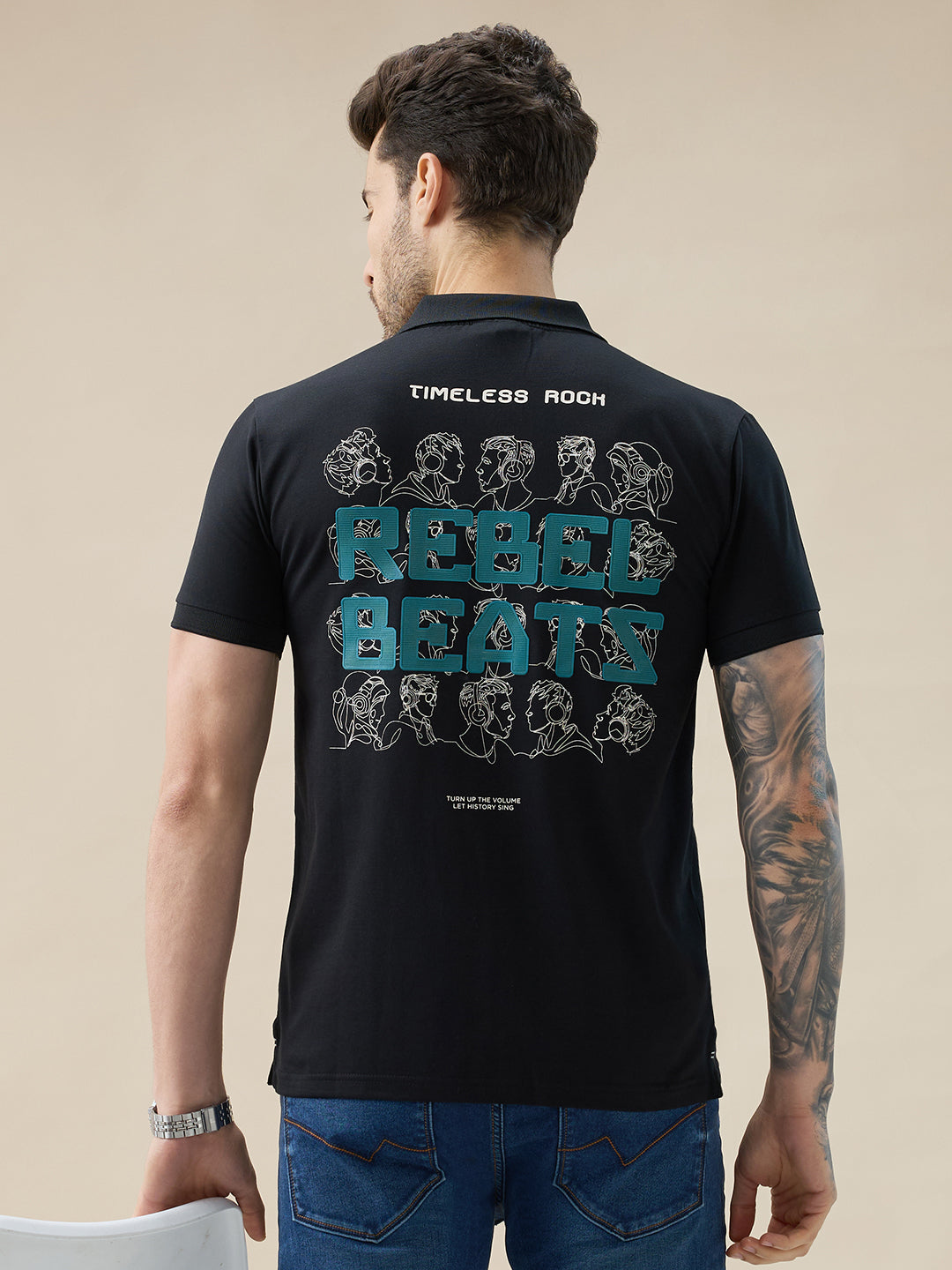 Men's Half Sleeve Typography Polo T-Shirt with Back and Chest Print