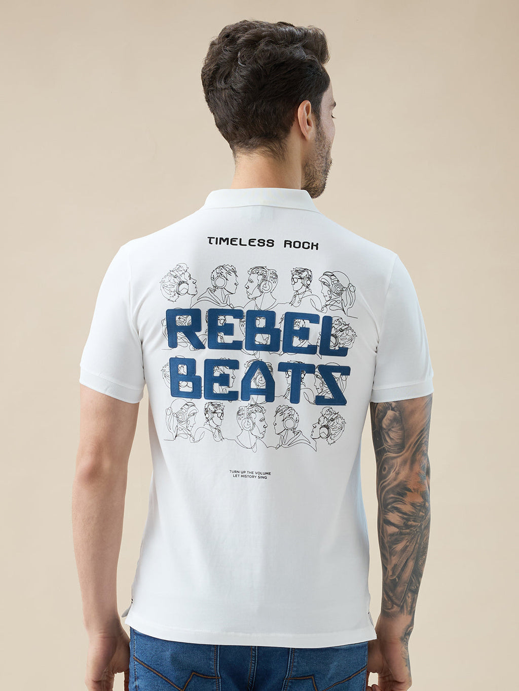 Men's Half Sleeve Typography Polo T-Shirt with Back and Chest Print