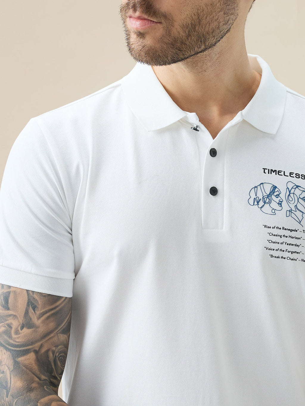 Men's Half Sleeve Typography Polo T-Shirt with Back and Chest Print
