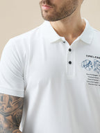 Men's Half Sleeve Typography Polo T-Shirt with Back and Chest Print