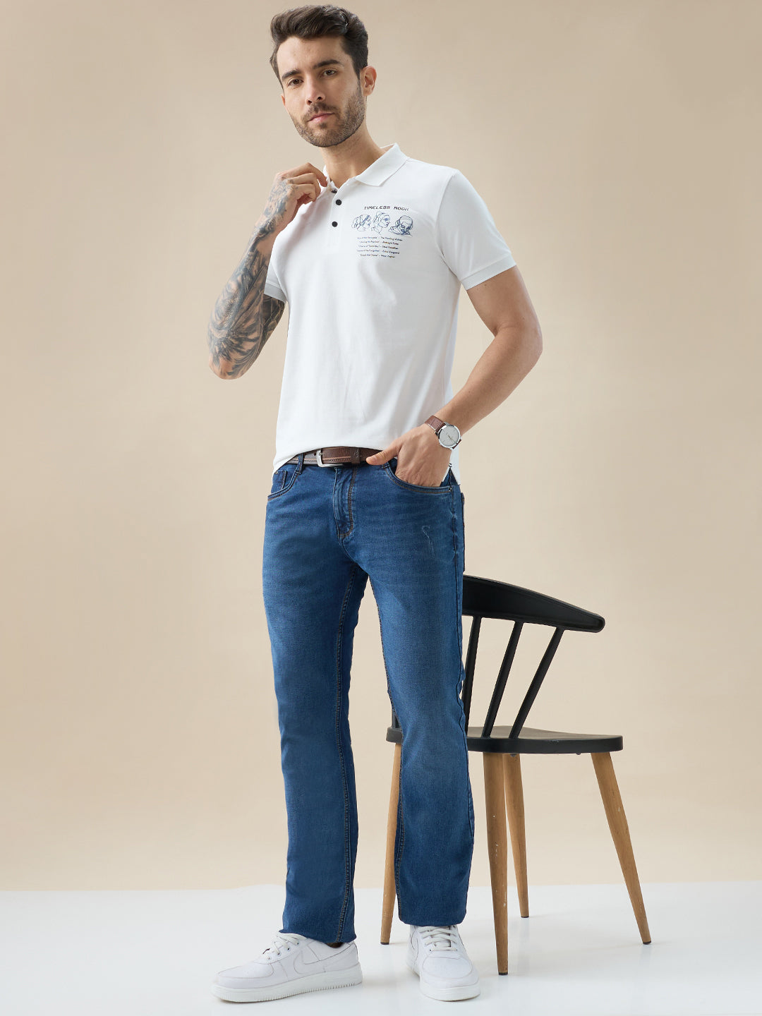 Men's Half Sleeve Typography Polo T-Shirt with Back and Chest Print