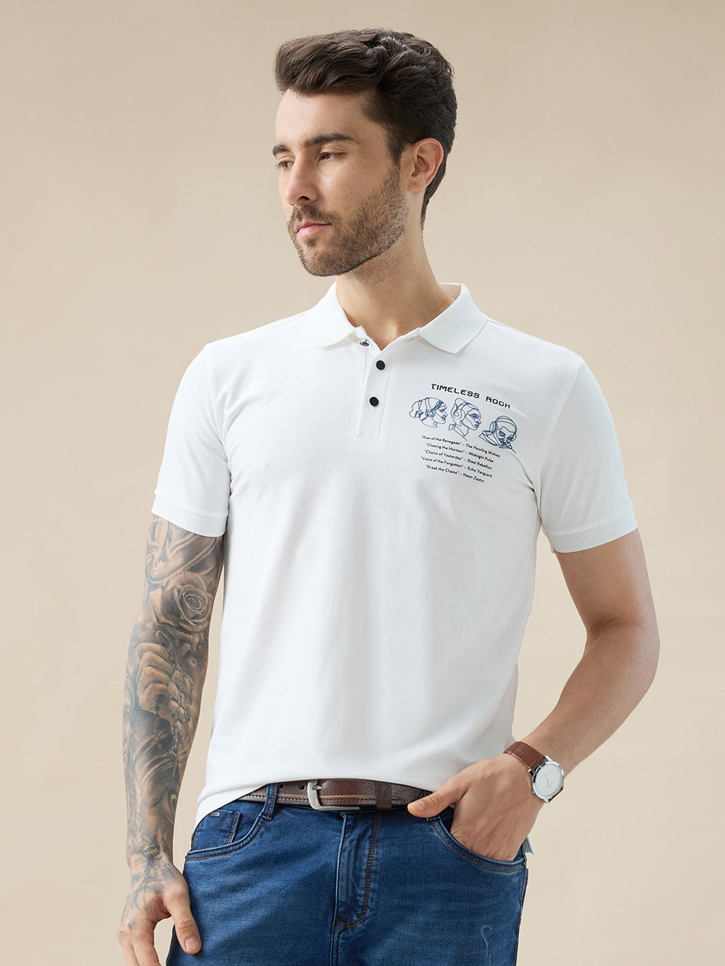 Men's Half Sleeve Typography Polo T-Shirt with Back and Chest Print