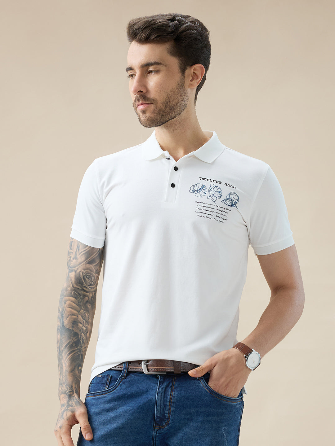 Men's Half Sleeve Typography Polo T-Shirt with Back and Chest Print