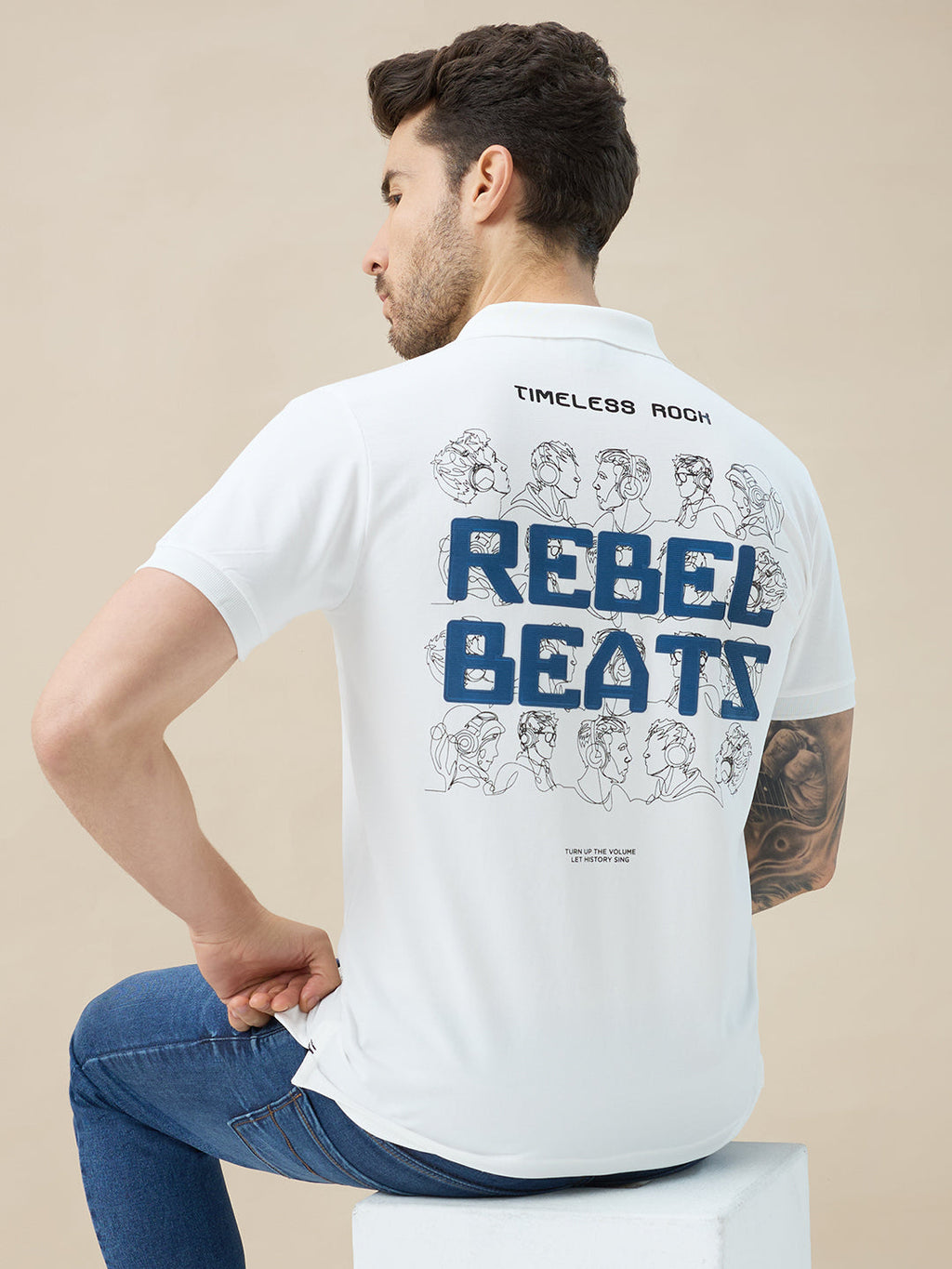 Men's Half Sleeve Typography Polo T-Shirt with Back and Chest Print