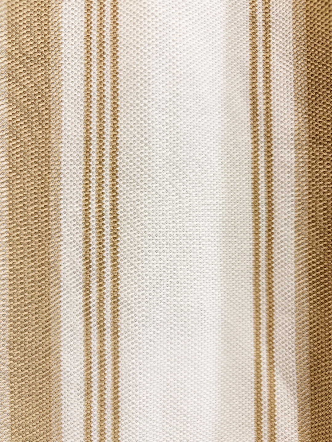 Beige Striped Textured Polo T-Shirt