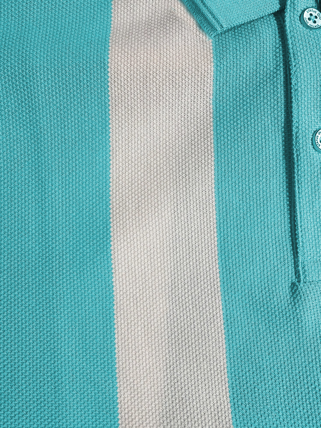Aqua & Ecru Striped Polo