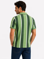 Men Striped Cotton Blend Regular Fit Polo T-Shirt