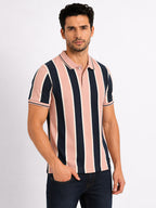Striped Cotton Blend Regular Fit Polo T-Shirt