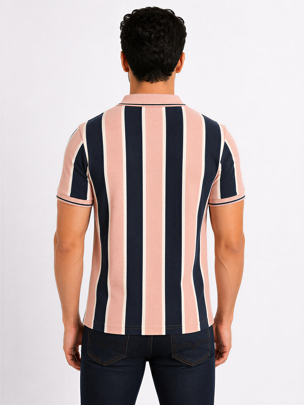 Striped Cotton Blend Regular Fit Polo T-Shirt