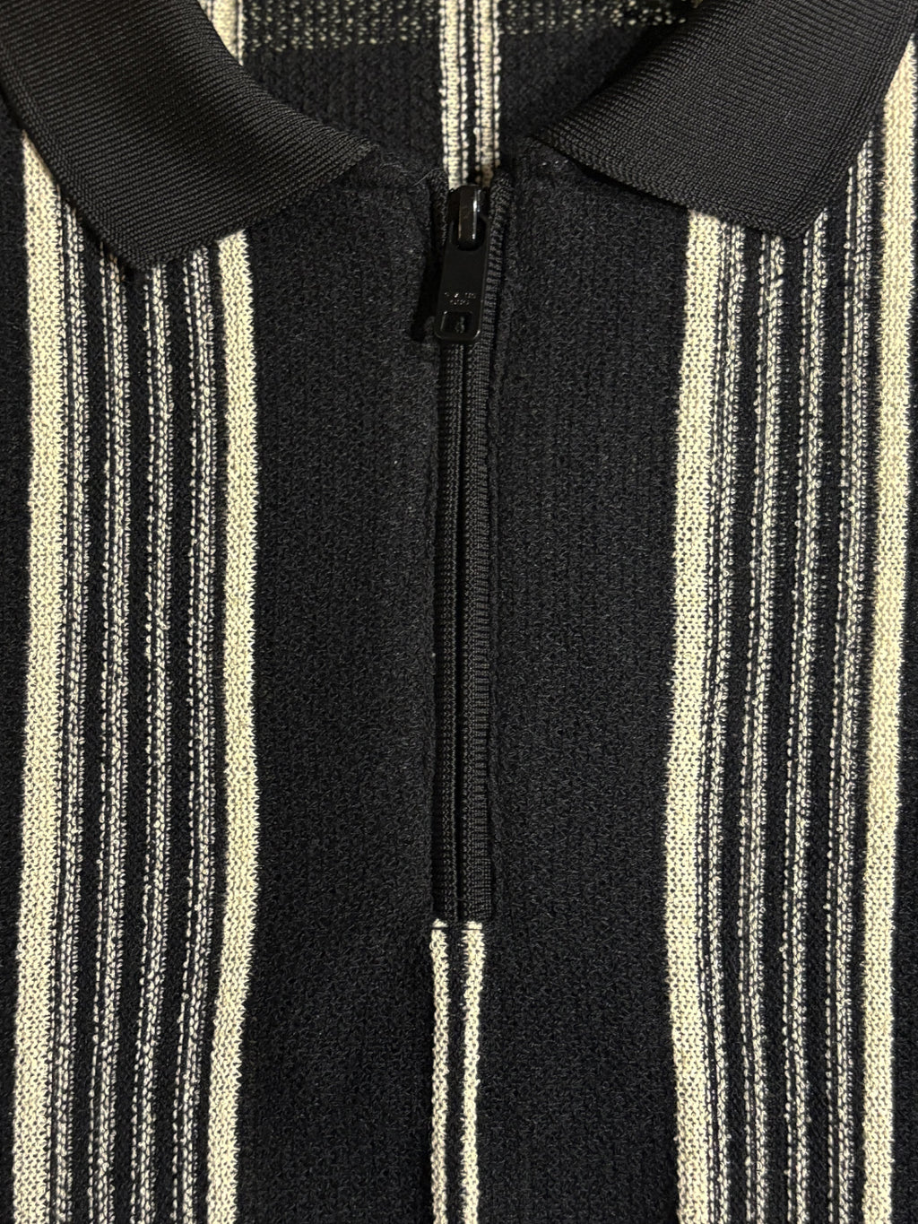 Striped Polo T-Shirt with Zip Closure