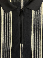 Striped Polo T-Shirt with Zip Closure