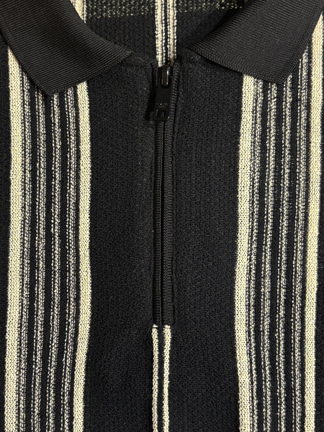 Striped Polo T-Shirt with Zip Closure