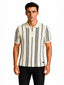 Striped Polo T-Shirt with Zip Closure