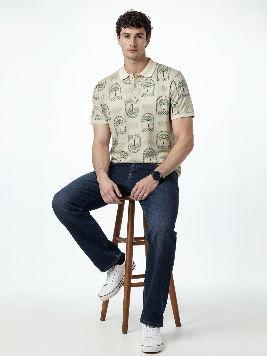Palm Motif Print Polo T-Shirt Main image