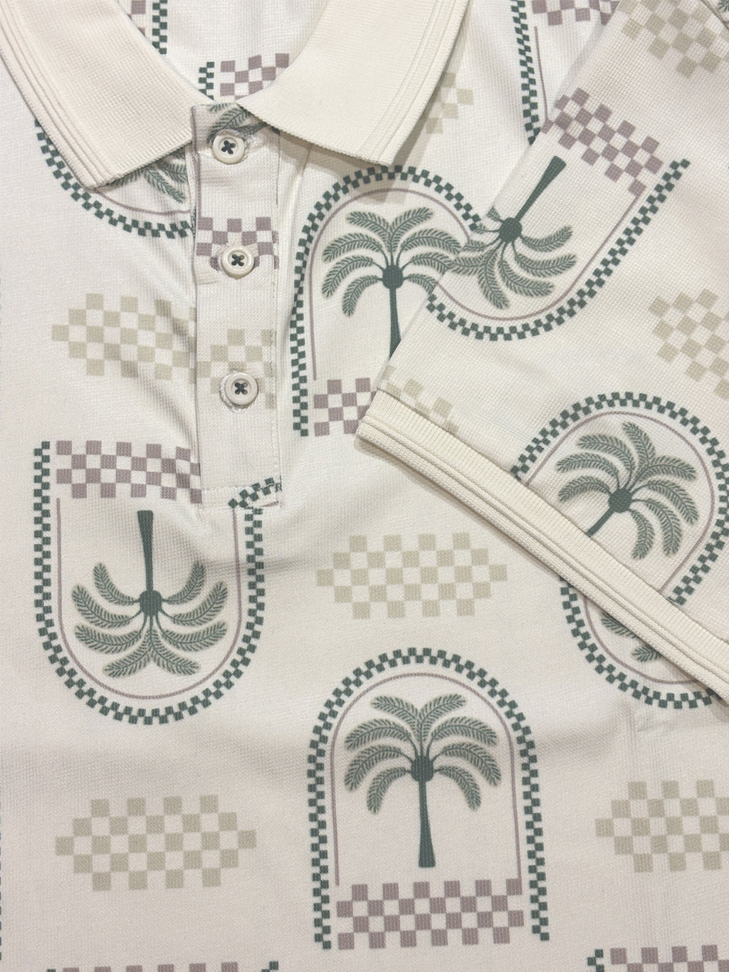 Palm Motif Print Polo T-Shirt