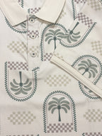Palm Motif Print Polo T-Shirt