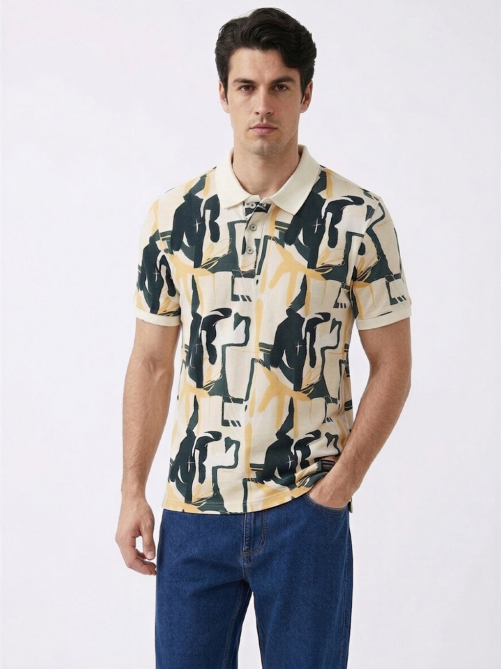 Abstract Print Polo T-Shirt