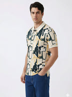 Abstract Print Polo T-Shirt